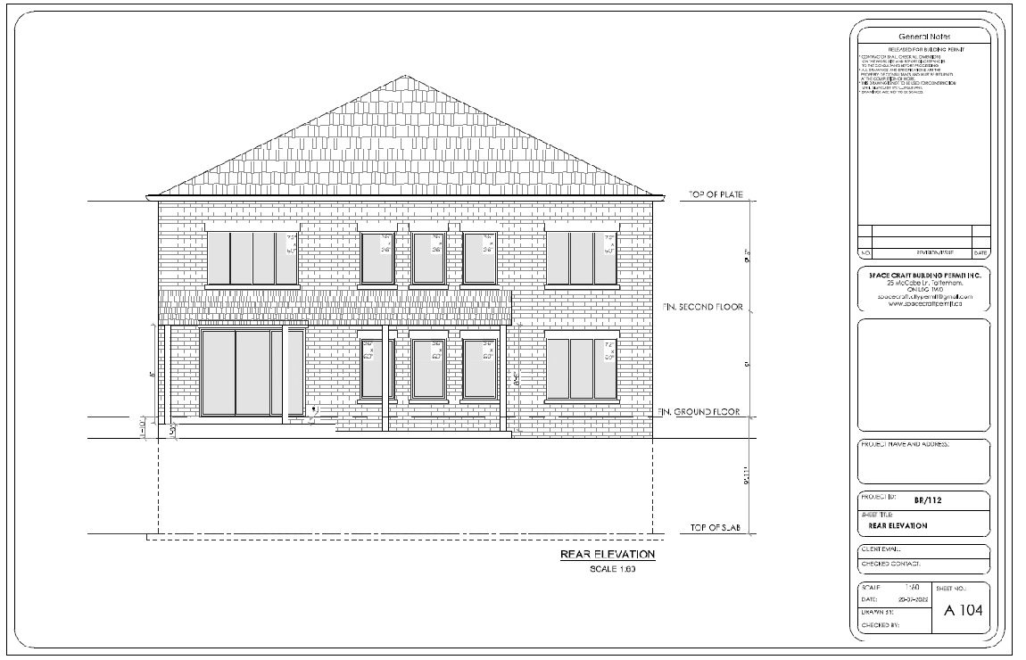Kitchener Covered Deck - Rear Elevation